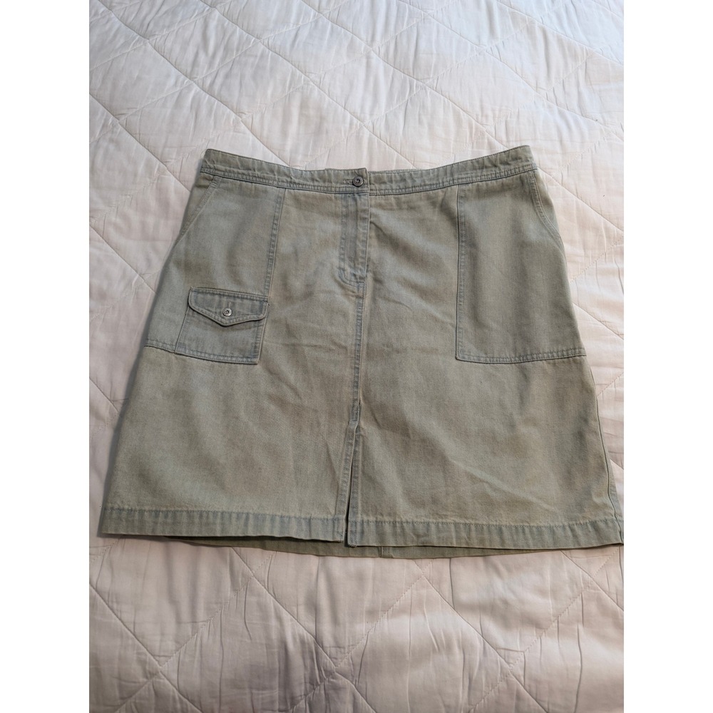 Lauren Ralph Lauren Denim‎ Mini Skirt Light Wash Blue Cotton Utility Size 16